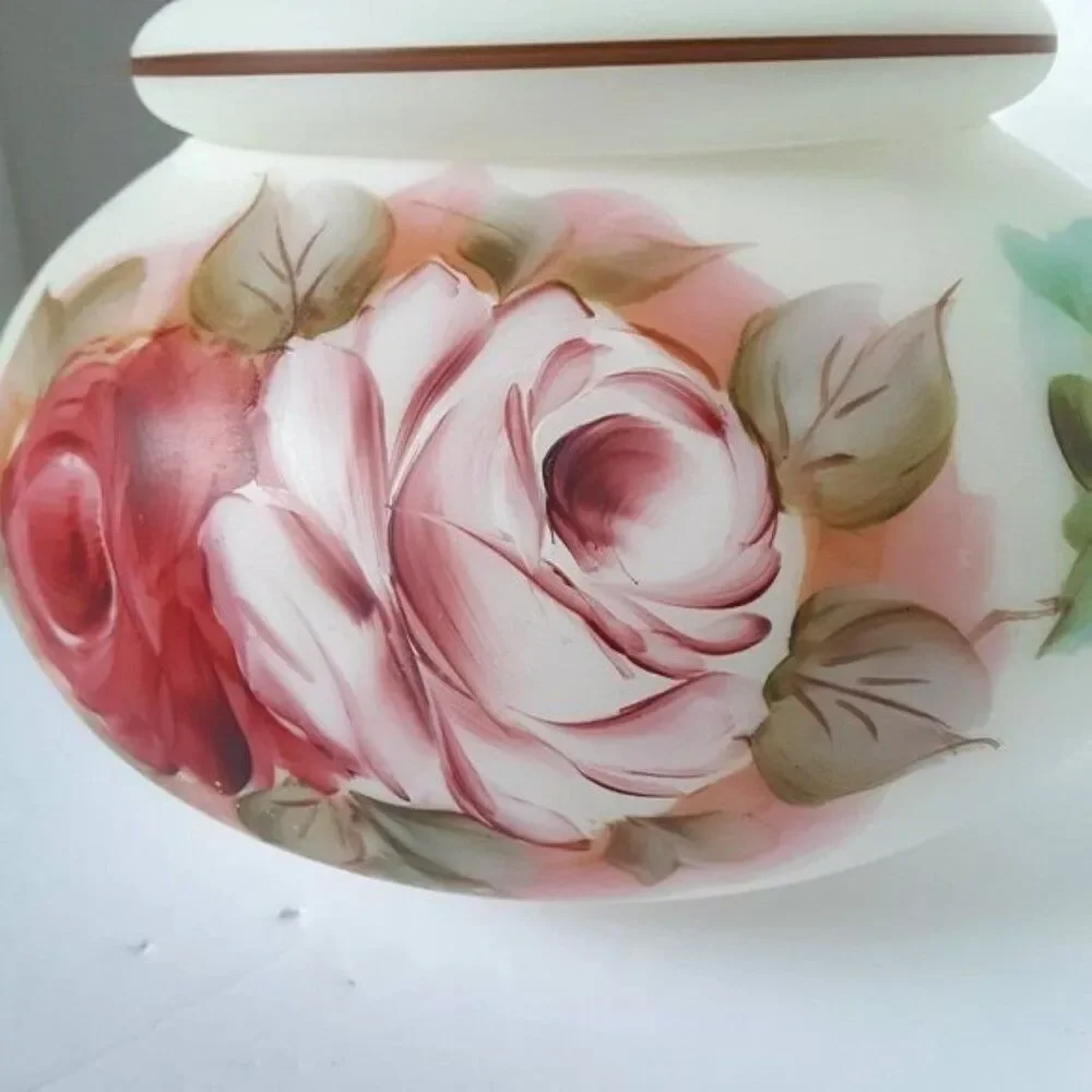 Vintage Hand Painted Rose Cottagecore Decor Jar